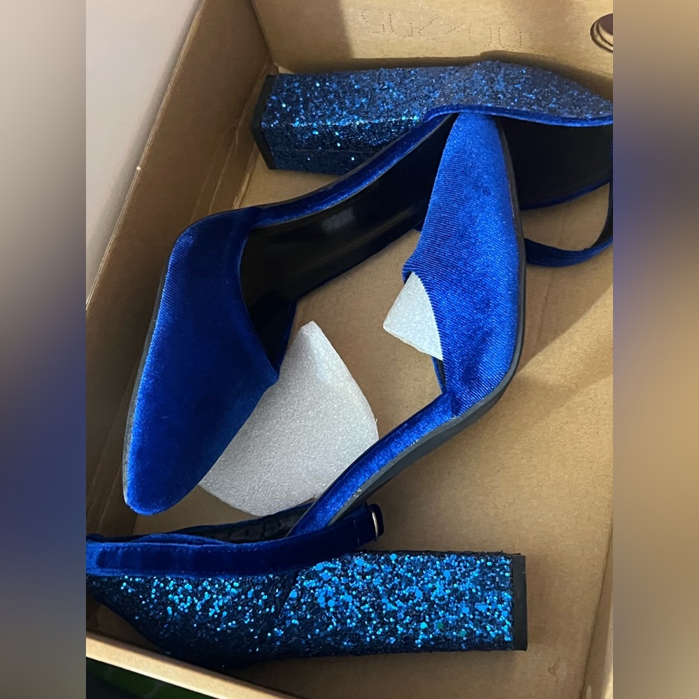 SHEIN Elegant Blue Velvet Women's Shoes